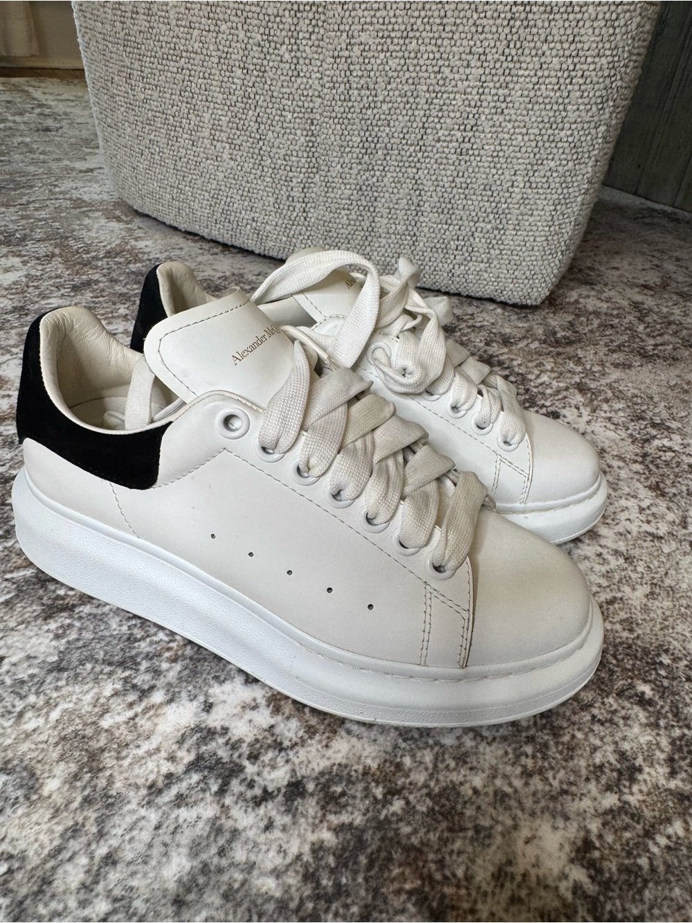 Alexander McQueen Off-White Leather Platform Sneakers
